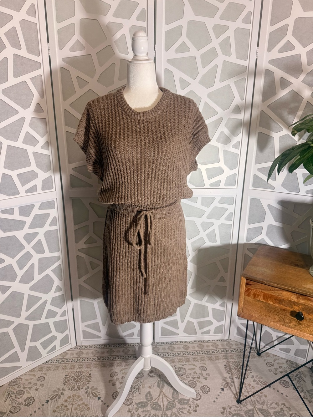 Heyson Taupe Chunky Knit Sweater Dress